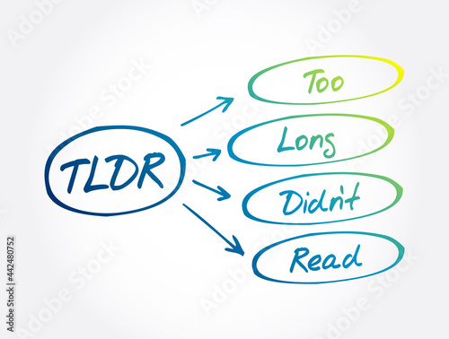 TLDR - Too Long Didn't Read acronym, business concept background