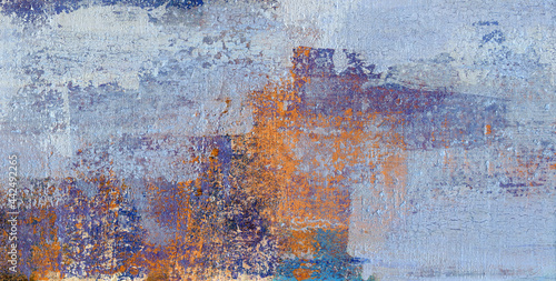 Abstract painting. Versatile artistic backdrop for creative design projects: posters, banners, cards, websites, invitations, magazines, wallpapers. Blue and orange colors.
