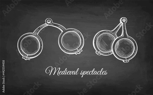 Chalk sketches of medieval spectacles.