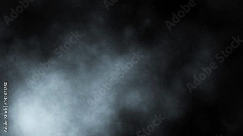 White smoke on black Background. Abstract illustration. 3d rendering.