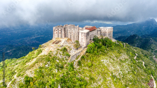 Aerial View of Low Clouds over Citadelle Laferrière, located in Milot, Haiti