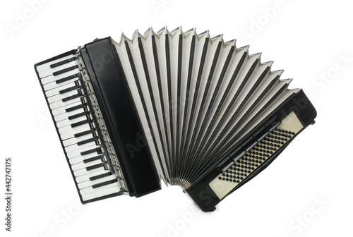 Piano accordion isolated on white. Musical instrument