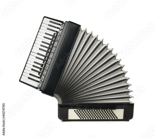 Piano accordion isolated on white. Musical instrument