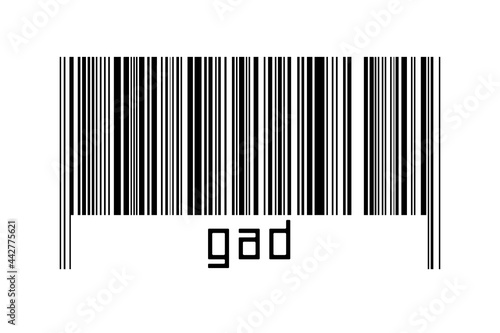 Barcode on white background with inscription gad below