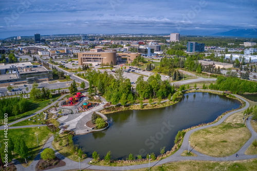 Aerial View of the Midtown Business District of Anchorage, Alaska