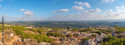 Panoramic view from Adamit National Park of the Western Galilee in Northern Israel 