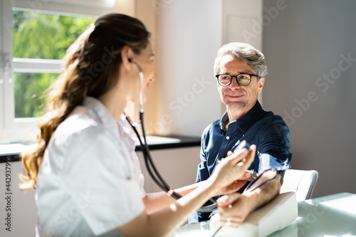 Doctor Measuring Blood Pressure Of Patient