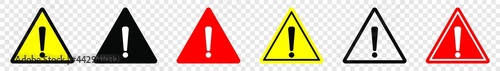 Attention caution danger sign, Exclamation mark sign, Triangular warning symbols icon set, warning sign, Vector illustration