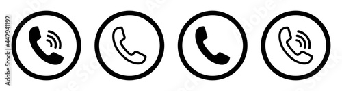 phone icon set, Telephone call sign, Contact us, Vector illustration