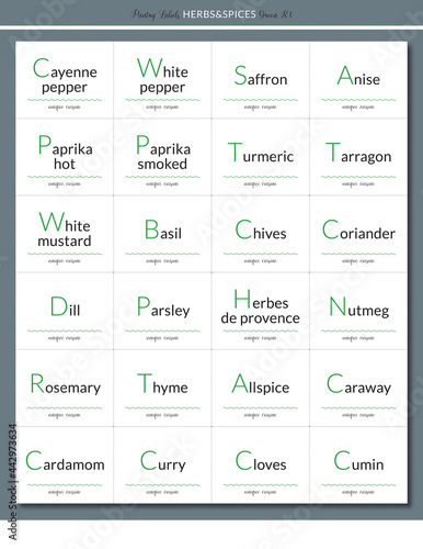 Pantry Labels Herbs&Spices Green Kit - Etykiety na przyprawy i zioła, home printer