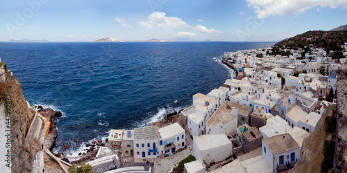 Greek coast town with iconic white houses