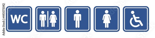 Toilet vector icon collection. Restroom WC sign isolated. Men and women vector symbols on white background.