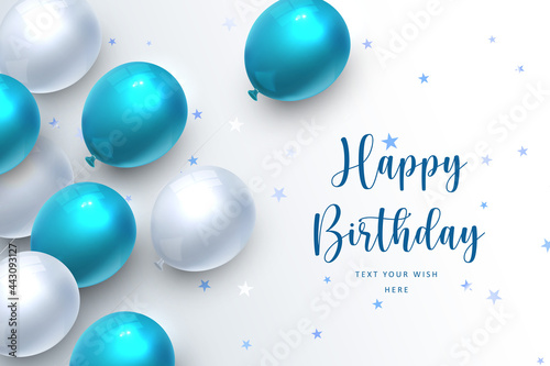 Elegant blue ballon Happy Birthday celebration card banner template background