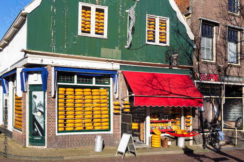 Cheese and wine shop in the picturesque town of Edam in Holland.