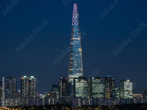 The riverside skyline with lotte world tower in seoul