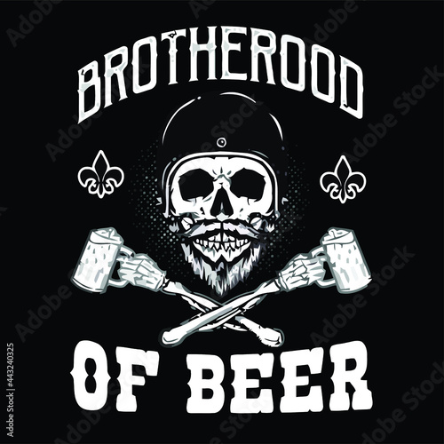 brotherhood of beer cafe racer biker skull poster design vector illustration for use in design and print poster canvas