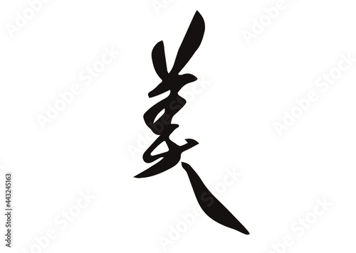 美,筆文字,手書き,フォント,墨,ベクター,書道,習字,Beautiful in Japanese,kanji,calligraphy,brush paint,hand drawn, ,black ink