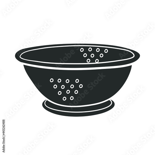 Kitchen Strainer Icon Silhouette Illustration. Cooking Tools Vector Graphic Pictogram Symbol Clip Art. Doodle Sketch Black Sign.
