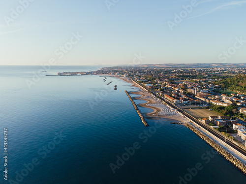 Fano city view from above, Marche region in Italy, summer 