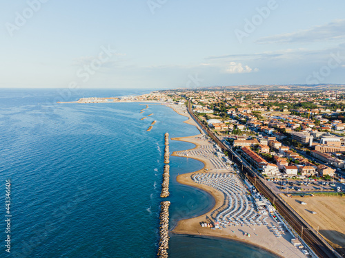 Fano city view from above, Marche region in Italy, summer 