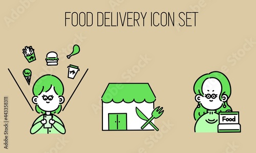 フードデリバリーアイコンセット2 food delivery icon set 2