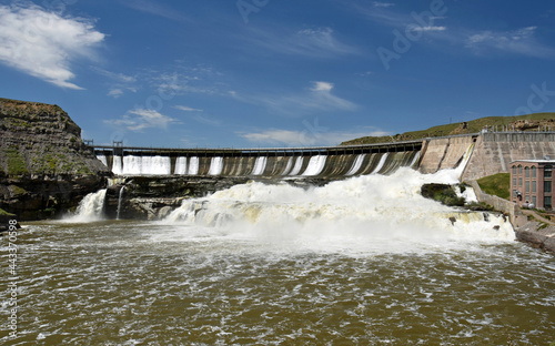 ryan hydroelectric dam on a sunny summer day, near great falls, montana