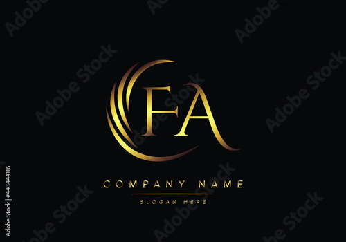 alphabet letters FA monogram logo, gold color elegant classical