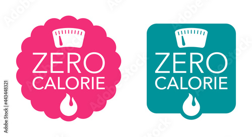 Zero calorie badge - energy fire, weight scales