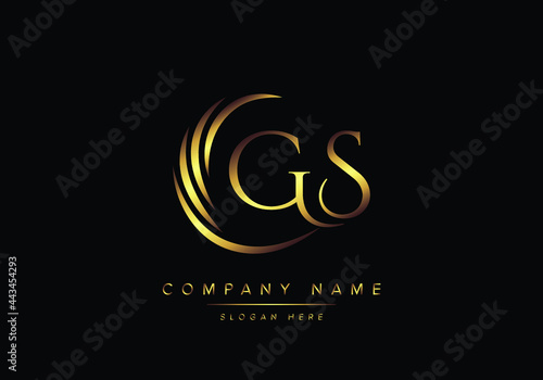 alphabet letters GS monogram logo, gold color elegant classical