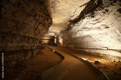 The large walking path inside of Mammoth Cave near Kentucky, U.S