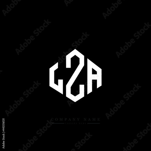 LZA letter logo design with polygon shape. LZA polygon logo monogram. LZA cube logo design. LZA hexagon vector logo template white and black colors. LZA monogram, LZA business and real estate logo. 