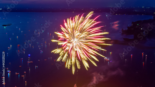 Firework from a barge drone