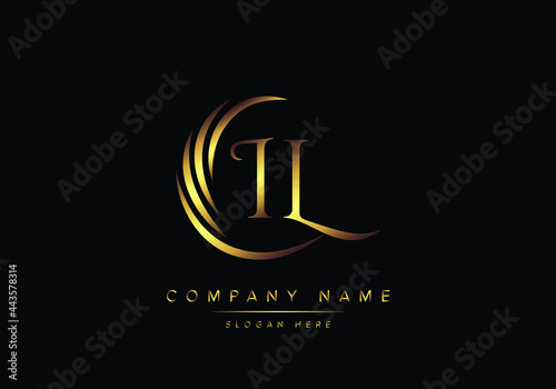 alphabet letters IL monogram logo, gold color elegant classical