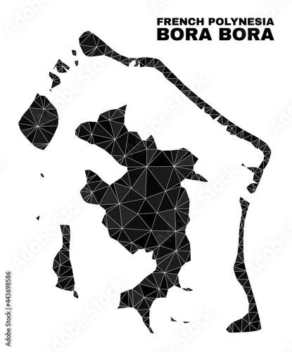 lowpoly Bora-Bora map. Polygonal Bora-Bora map vector is filled from random triangles. Triangulated Bora-Bora map polygonal collage for patriotic illustrations.