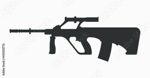Austrian army assault rifle vector icon isolated on white background.