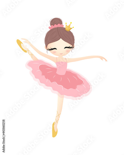 Cute ballerina isolated on white background. Vector illustration