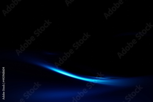 Glow blue light effect on dark blue background. 3D rendering.