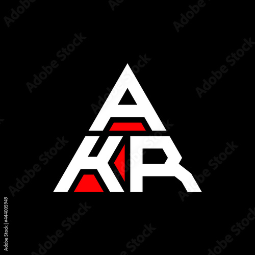 AKR triangle letter logo design with triangle shape. AKR triangle logo design monogram. AKR triangle vector logo template with red color. AKR triangular logo Simple, Elegant, and Luxurious Logo. AKR 