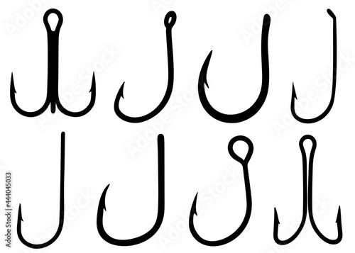Fishing hooks included. Vector image.