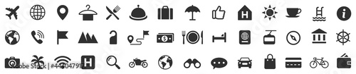 Travel icons set. Tourism simple icon collection. Vector