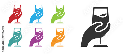 Black Wine tasting, degustation icon isolated on white background. Sommelier. Smells of wine. Set icons colorful. Vector