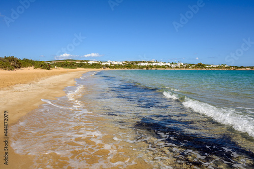 Santa Maria beach with crystal sea water. Paros island, Cyclades, Greece