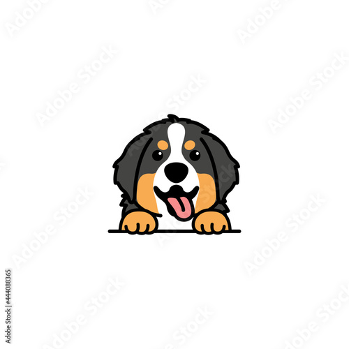 Cute bernese mountain puppy smiling cartoon, vector illustration