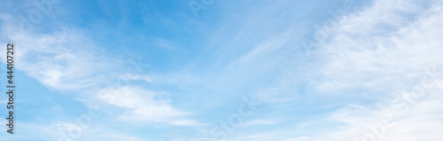 fluffy cirrus clouds at light panorama sky background