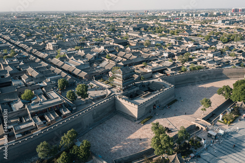 Aerial View of Pingyao Ancient City, A Traditional Chinese Old City in Shanxi