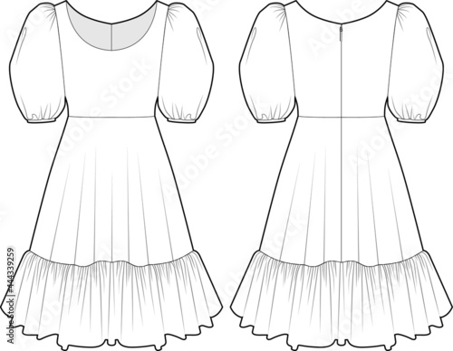 Female dress, fashion vector sketch