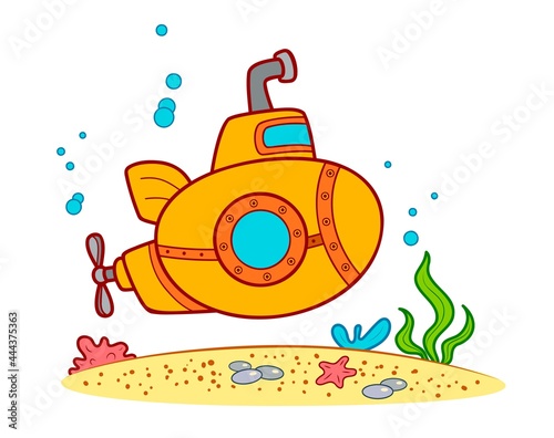 Cute Submarine cartoon. Submarine clipart