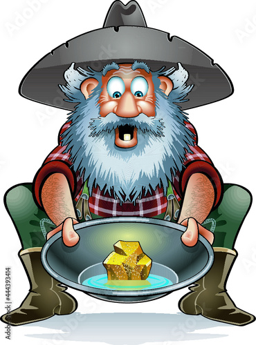 old prospector with gold nugget 