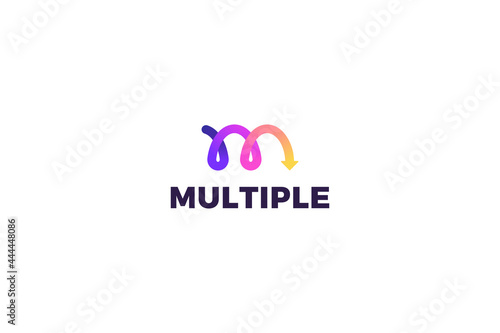 Letter m pink color spiral creative business logo
