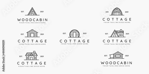 Set of cottage line art minimalist logo vector illustration design